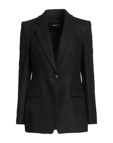 Giorgio Armani Woman Blazer Black Size 10 Virgin Wool, Cashmere, Elastane In Black