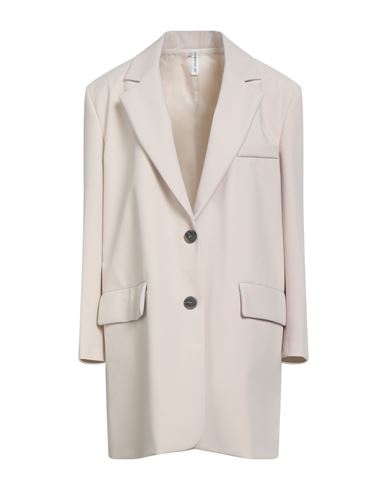 Tensione In Woman Overcoat & Trench Coat Cream Size M Polyester, Viscose, Elastane In White