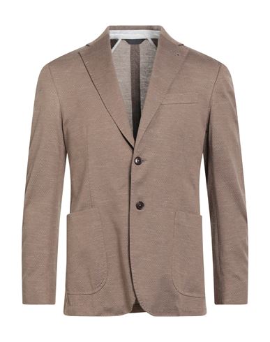 Tombolini Man Blazer Light Brown Size 44 Cotton, Wool, Silk, Linen In Brown