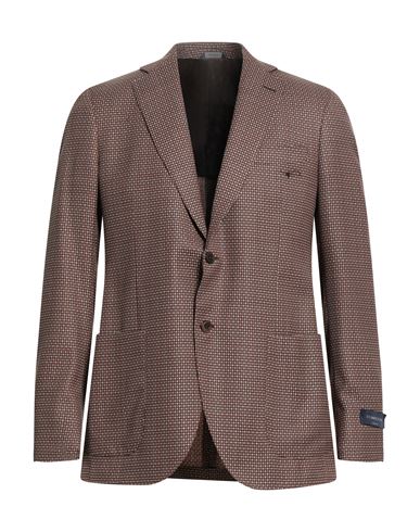 Tombolini Man Blazer Brown Size 40 Wool In Brown