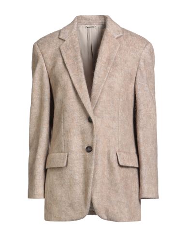 Brunello Cucinelli Woman Blazer Beige Size 10 Mohair Wool, Virgin Wool, Polyamide, Cashmere, Silk In Sand