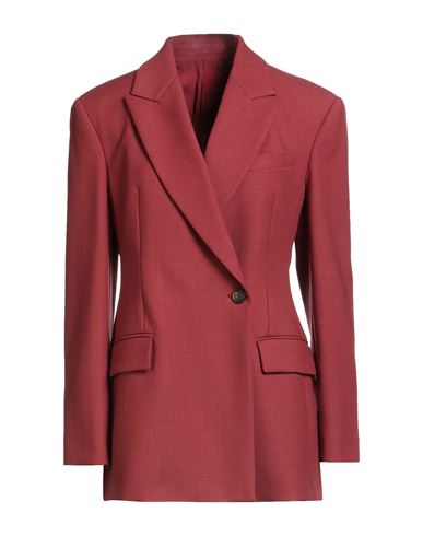 Brunello Cucinelli Woman Blazer Brick Size 10 Virgin Wool, Brass In Red