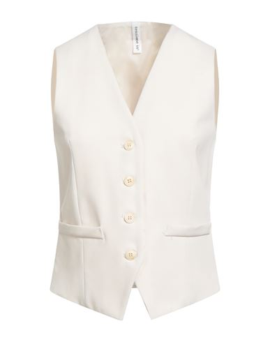 Tensione In Woman Tailored Vest Cream Size M Polyester, Viscose, Wool, Elastane In White