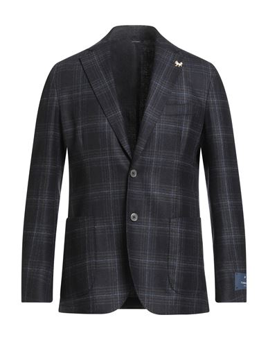 Tombolini Man Blazer Midnight Blue Size 46 Virgin Wool In Black