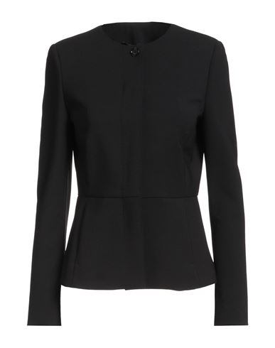 Max Mara Woman Jacket Black Size 14 Virgin Wool, Elastane
