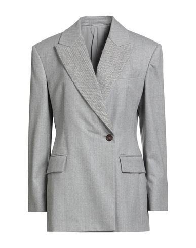 Brunello Cucinelli Woman Blazer Grey Size 8 Virgin Wool In Gray