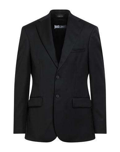 Just Cavalli Man Blazer Black Size 48 Polyester, Wool, Elastane In Black