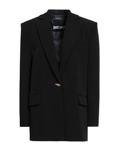 Just Cavalli Woman Blazer Black Size 12 Polyester, Elastane In Multi