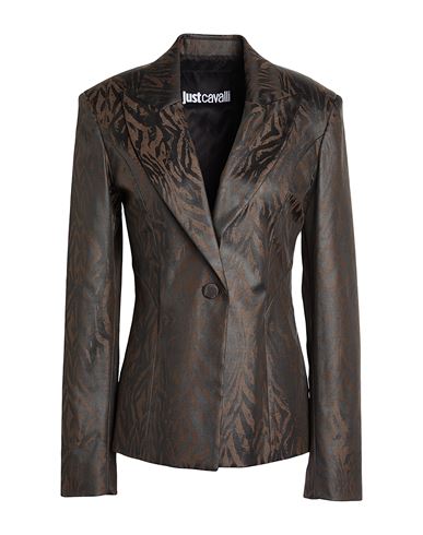 Just Cavalli Woman Blazer Chocolate Brown Size 14 Polyester, Polyamide, Elastane In Brown