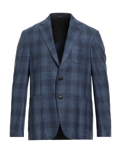 Fedeli Man Blazer Slate Blue Size 40 Wool, Silk, Cashmere In Blue