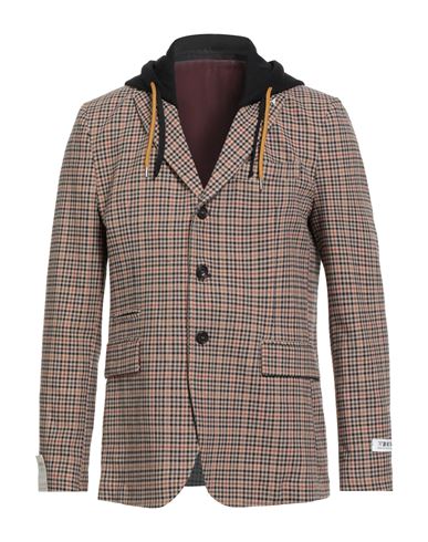 Berna Man Blazer Sand Size 40 Cotton, Polyester In Neutral