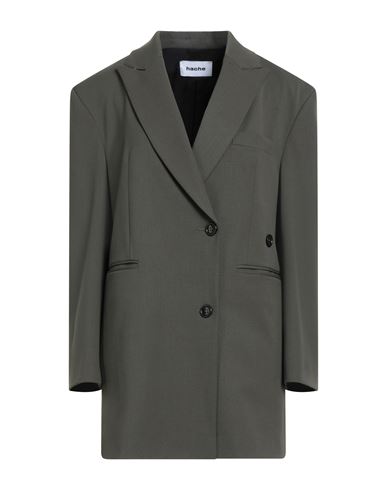 Hache Woman Blazer Military Green Size 8 Polyester, Virgin Wool, Elastane In Gray