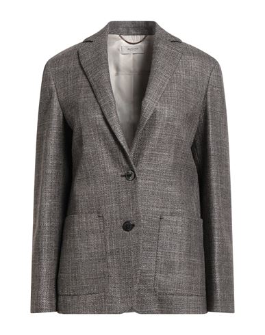 Agnona Woman Blazer Black Size 8 Wool, Silk In Gray