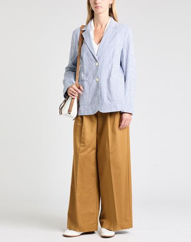 Weekend Max Mara Woman Blazer Navy Size 6 Cotton, Linen, Elastane In Blue
