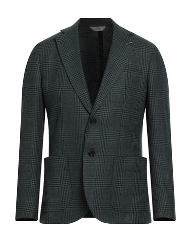 Paoloni Man Blazer Dark Green Size 42 Wool, Polyester, Polyamide In Green