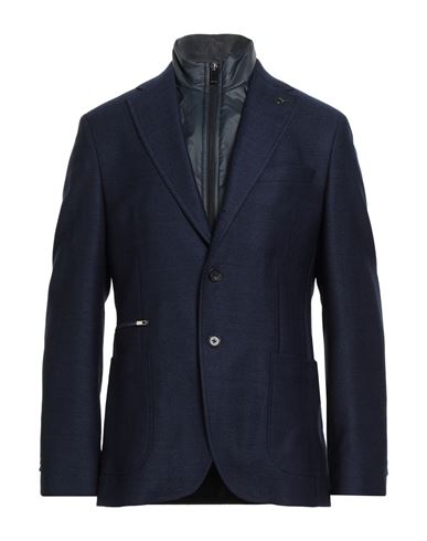 Paoloni Man Jacket Navy Size 42 Virgin Wool, Elastane In Blue