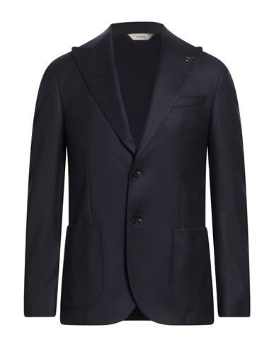 Paoloni Man Blazer Midnight Blue Size 42 Virgin Wool, Elastane In Black