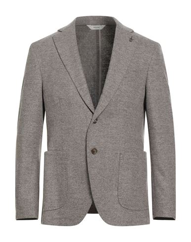 Paoloni Man Blazer Taupe Size 46 Cotton, Virgin Wool, Polyamide, Cashmere In Gray