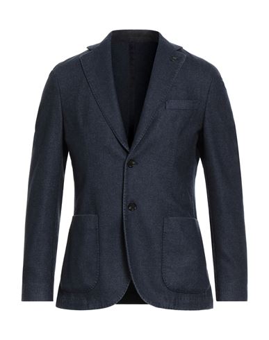 Paoloni Man Blazer Navy Size 46 Virgin Wool, Polyester In Blue