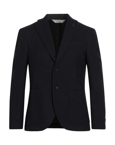 Paoloni Man Blazer Midnight Blue Size 40 Virgin Wool, Cotton In Black