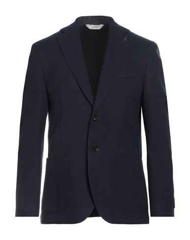 Paoloni Man Blazer Navy Size 44 Virgin Wool, Cotton In Blue