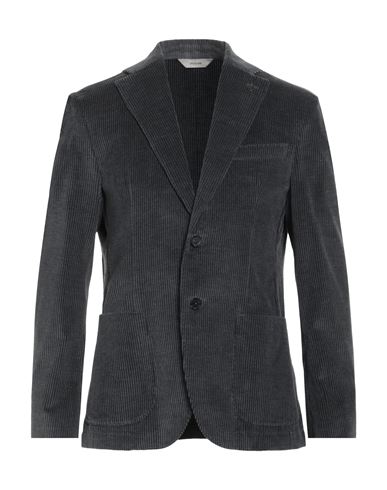 Paoloni Man Blazer Charcoal Size 46 Cotton In Black