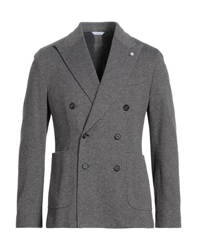 Manuel Ritz Man Blazer Blue Size 42 Cotton, Polyamide In Gray
