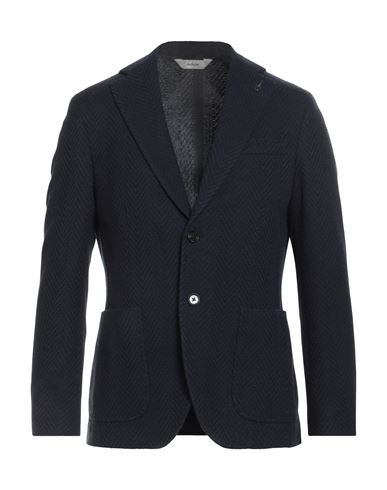 Paoloni Man Blazer Navy Size 42 Wool, Cotton In Blue