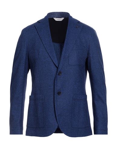 Paoloni Man Blazer Navy Size 44 Cotton, Virgin Wool, Polyamide, Cashmere In Blue