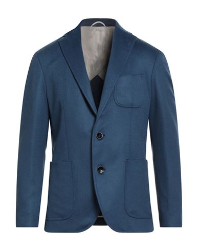 Agnona Man Blazer Blue Size 42 Cashmere, Calfskin, Metal In Blue