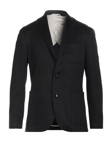 Agnona Man Blazer Black Size 44 Cashmere, Calfskin, Metal In Black