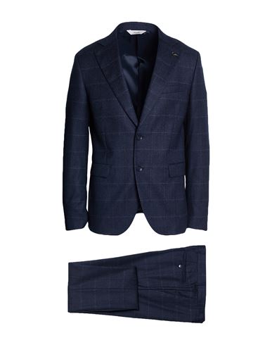 Paoloni Man Suit Navy Size 44 Virgin Wool, Polyamide, Elastane In Blue