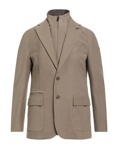 Paoloni Man Blazer Khaki Size 46 Cotton, Elastane In Brown