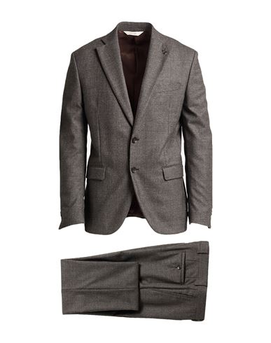 Paoloni Man Suit Chocolate Brown Size 44 Virgin Wool, Elastane In Brown