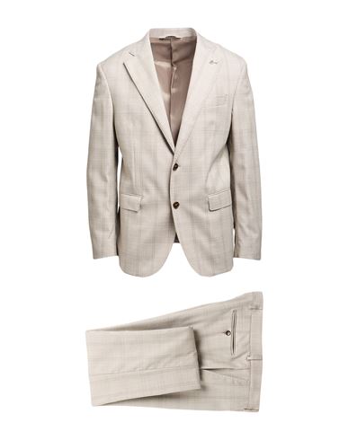 Paoloni Man Suit Light Grey Size 40 Virgin Wool, Elastane In Neutral