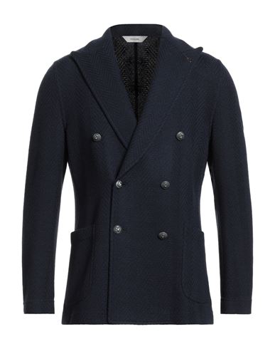 Paoloni Man Blazer Midnight Blue Size 42 Wool, Cotton In Black