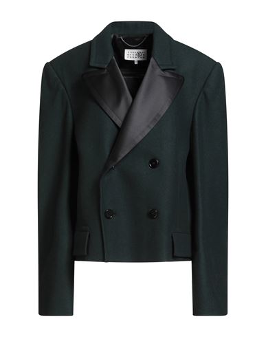 Mm6 Maison Margiela Woman Blazer Dark Green Size 4 Wool, Polyamide, Polyester In Green