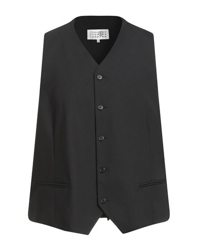 Mm6 Maison Margiela Man Tailored Vest Black Size 36 Polyester, Virgin Wool, Elastane, Viscose In Gray
