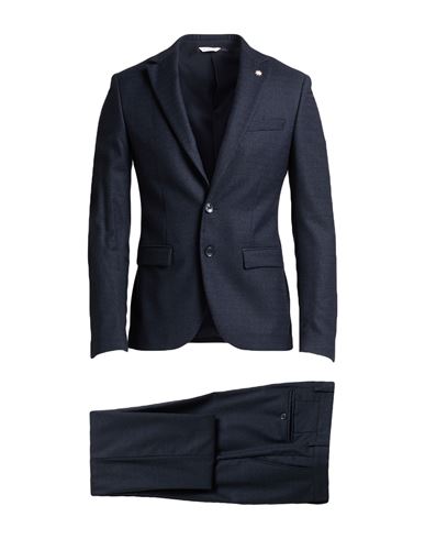 Manuel Ritz Lapel-pin Wool Suit In Blue