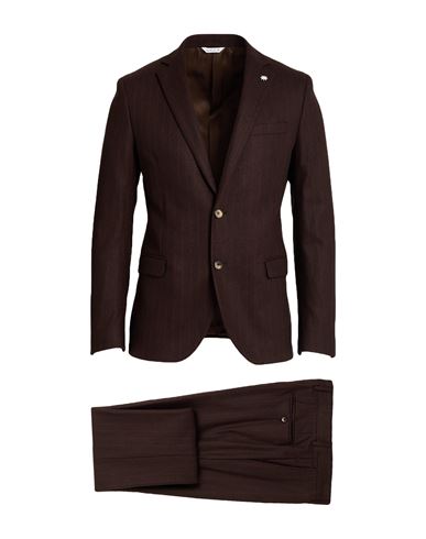 Manuel Ritz Man Suit Chocolate Brown Size 44 Wool, Polyamide, Cashmere, Elastane In Purple
