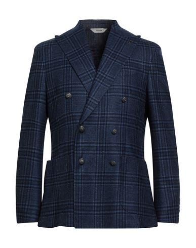 Paoloni Man Blazer Blue Size 42 Virgin Wool, Silk, Linen, Elastane In Blue