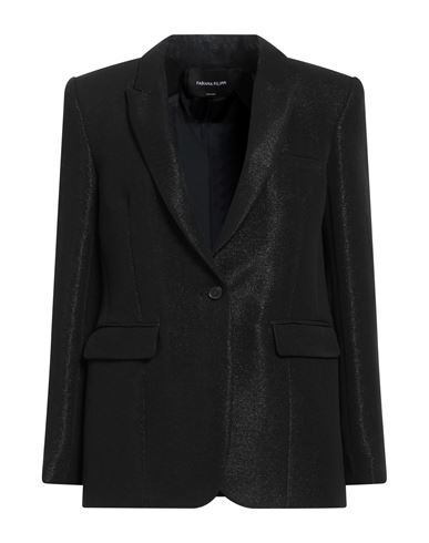 Fabiana Filippi Woman Blazer Black Size 14 Polyester, Cotton, Elastane In Black