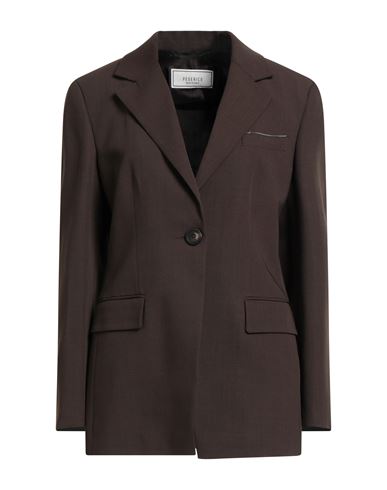 Peserico Woman Blazer Chocolate Brown Size 6 Viscose, Virgin Wool In Brown