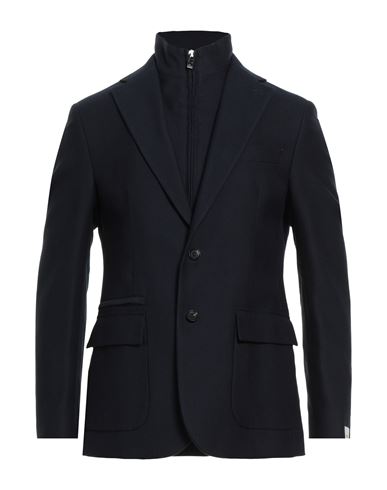 Paoloni Man Blazer Midnight Blue Size 46 Cotton, Polyester, Virgin Wool In Multi