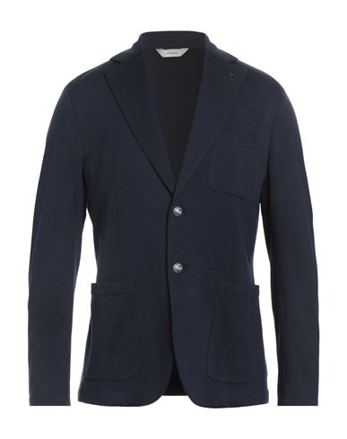 Paoloni Man Blazer Midnight Blue Size 42 Wool, Cotton, Elastane In Blue