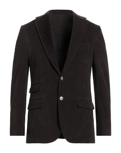 Eleventy Man Blazer Dark Brown Size 46 Cotton, Goat Skin In Brown