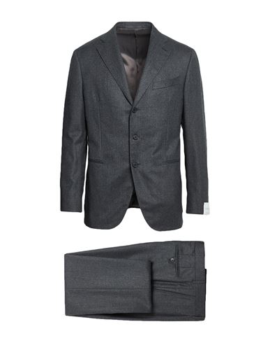 Caruso Man Suit Charcoal Size 48 Wool In Blue