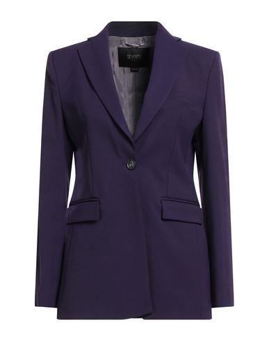 Seventy Venezia Woman Blazer Dark Purple Size 10 Polyester, Virgin Wool, Elastane In Blue