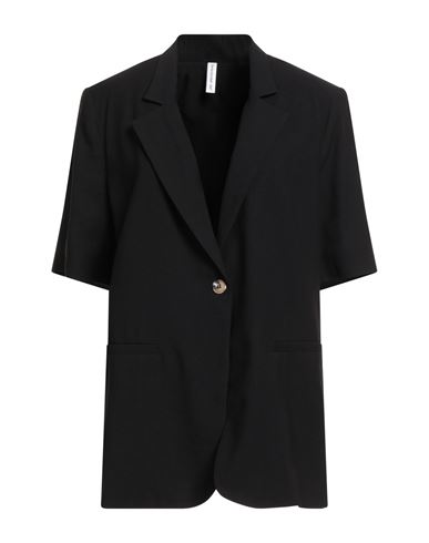 Tensione In Woman Blazer Black Size Onesize Viscose, Polyester In Animal Print