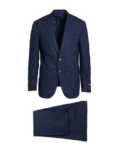 Isaia Man Suit Navy Size 46 Wool, Elastane In Blue